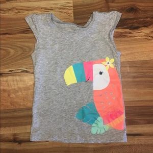 Carter’s, 5T grey tank with a neon bird on front.